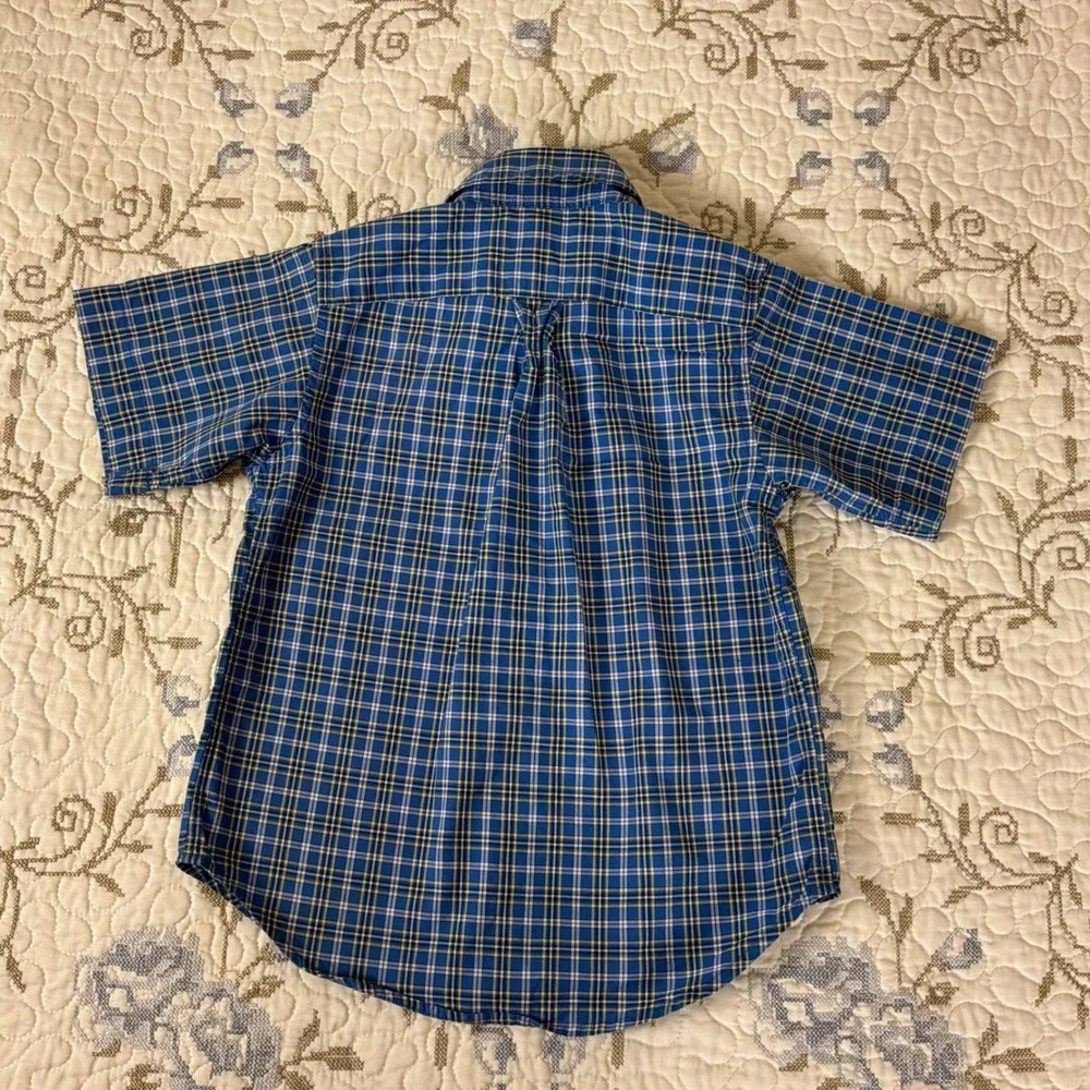 Ralph Lauren Button Down Shirt Toddler 4T Blue Excellent Plaid Short Sleeve